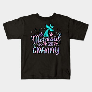 Mermaid Granny Birthday Squad Matching Family Party Bday Kids T-Shirt